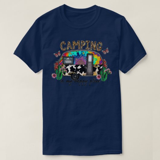 Camping Is My Happy Place Camping Van Cactus Weste T-shirt (Design voorkant)