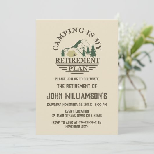 Camping is my retirement plan retired party kaart (Staand voorkant)