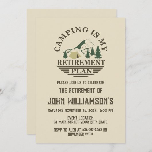 Camping is my retirement plan retired party kaart (Voorkant / Achterkant)