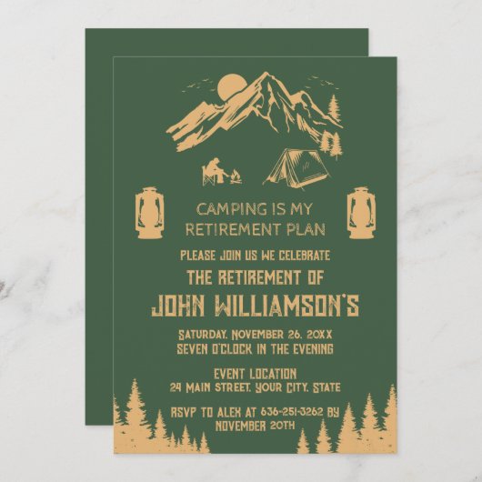 Camping is my retirement plan retired party kaart (Voorkant / Achterkant)