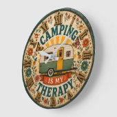 Camping Is My Therapy Floral Camping Gift Grote Klok (Hoek)