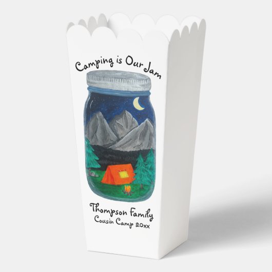Camping is Ons Ding Tent en Bergen in Pot Bedankdoosjes (Voorkant)
