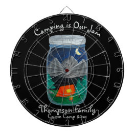 Camping is Our Jam Tent and Mountains in Jar Dartbord