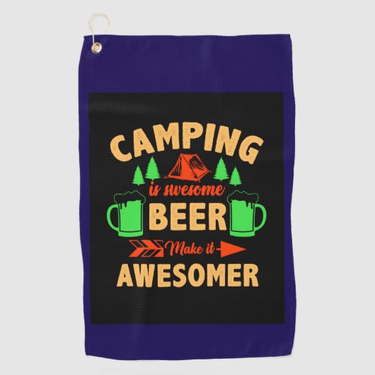 Camping is Swesome Beer Make it Aesomer-45676  Golfhanddoek (Voorkant)