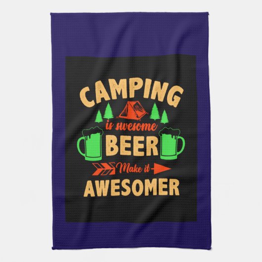 Camping is Swesome Beer Make it Aesomer-45676  Theedoek (Verticaal)