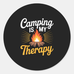Camping is therapiekamp kampeerder outdoor avontuu ronde sticker