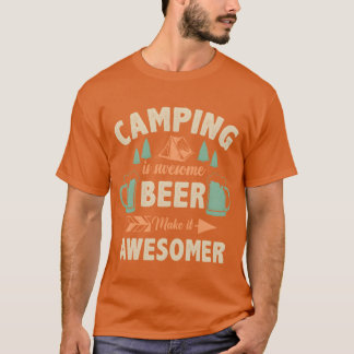 camping is vet cool bier maakt het nog vetter vint t-shirt
