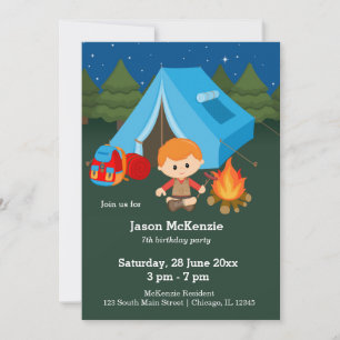 Camping jarig jongetje kaart