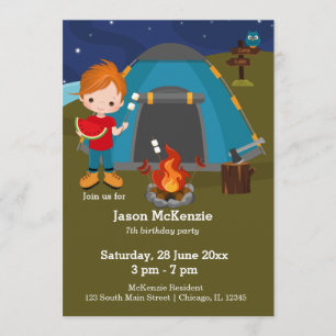 Camping jarig jongetje kaart