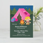 Camping jarig meisje kaart (Staand voorkant)