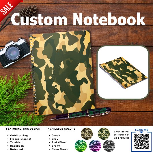 Camping Journaal | ADD INITIAL Camouflage Kinderen Notitieboek