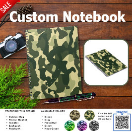 Camping Journaal | VOEG INITIAAL Camouflage Kids T Notitieboek