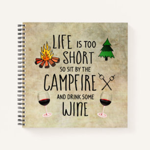 Camping Journal Campfire and Wine Notitieboek