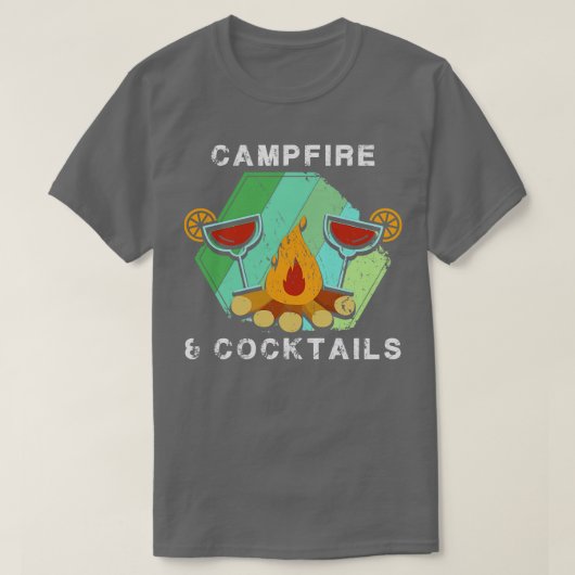 Camping kampvuur en cocktails t-shirt (Design voorkant)