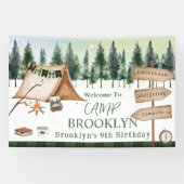 Camping Kampvuur S'mores Buiten Verjaardag Spandoek (Horizontaal)