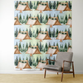 Camping Kampvuur S'mores Buiten Verjaardag  Wandkleed