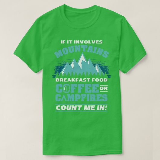 Camping Kampvuur Wandelkoffie T-shirt (Design voorkant)