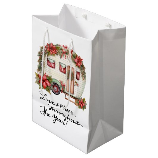 Camping Kerst thema Camper Medium Cadeauzakje (Voorkant Gekanteld)