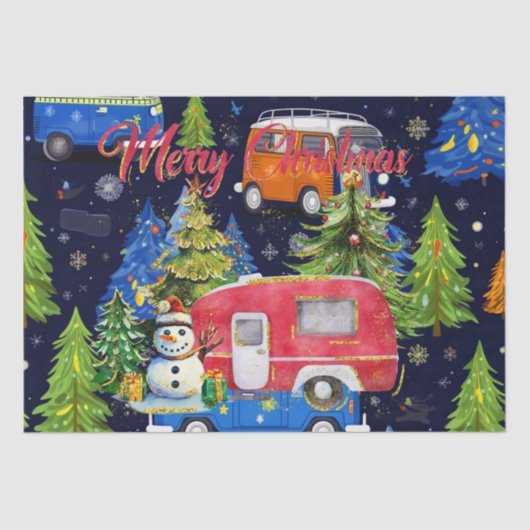 Camping Kerst thema Camper Tissuepapier (Voorkant)