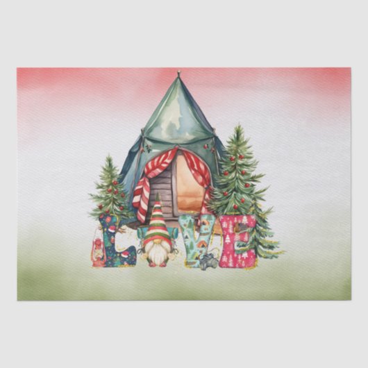 Camping Kerst thema Camper Tissuepapier (Voorkant)