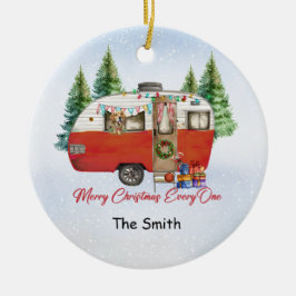 Camping Kerst Van voor Camper Keramisch Ornament