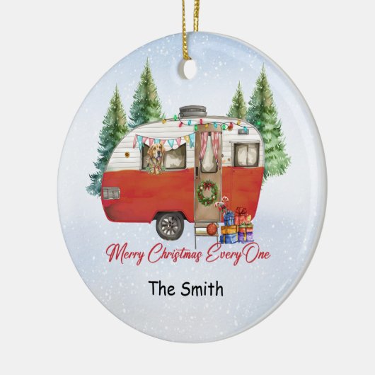 Camping Kerst Van voor Camper Keramisch Ornament (Links)