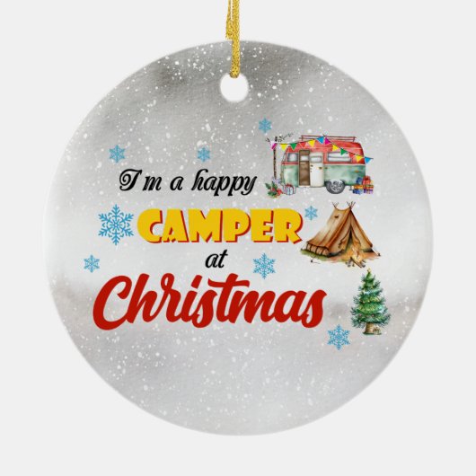 Camping Kerst Van voor Camper Keramisch Ornament (Achterkant)