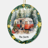 Camping Kerst Van voor Camper Keramisch Ornament (Links)