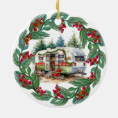 Camping Kerst Van voor Camper Keramisch Ornament (Achterkant)