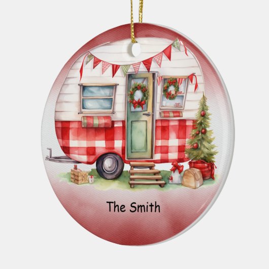 Camping Kerst Van voor Camper Keramisch Ornament (Links)