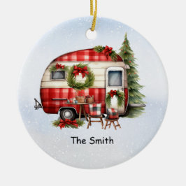Camping Kerst Van voor Camper Keramisch Ornament