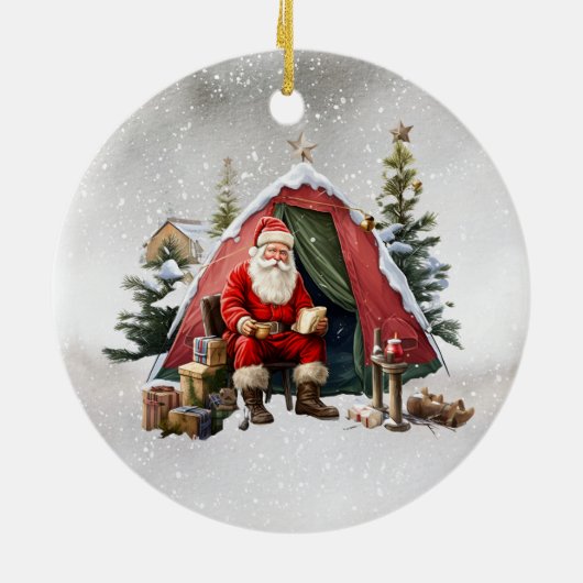 Camping Kerst Van voor Camper Keramisch Ornament (Achterkant)