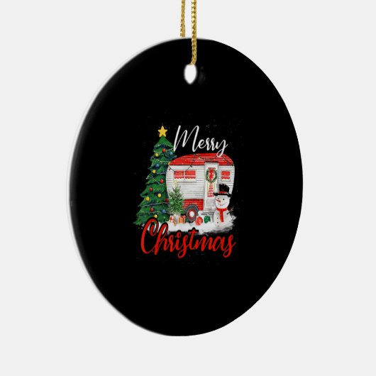 Camping Kerstbomen Shirt Licht Gift Camping L Keramisch Ornament (Rechts)