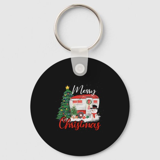 Camping Kerstbomen Shirt Licht Gift Camping L Sleutelhanger (Voorkant)