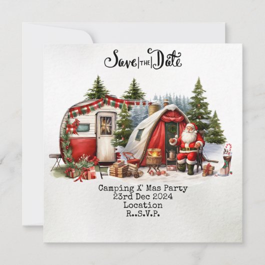 Camping Kerstfeest Feestdagenkaart (Voorkant)