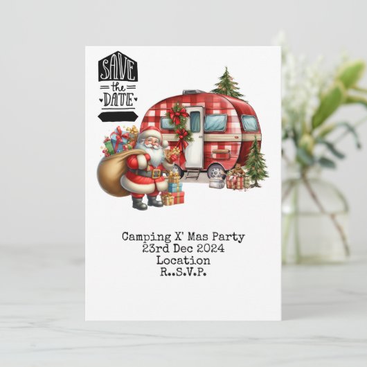 Camping Kerstfeest Kaart (Staand voorkant)