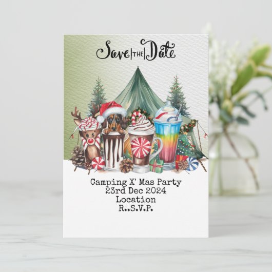 Camping Kerstfeest Kaart (Staand voorkant)