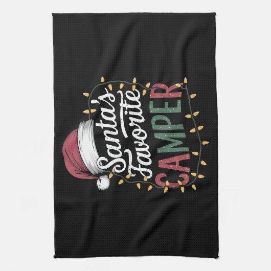 Camping Kerstman's favoriete Camper Gift Theedoek (Verticaal)