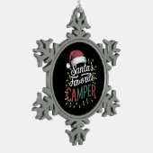 Camping Kerstman's favoriete Camper Gift Tin Sneeuwvlok Ornament (Links)