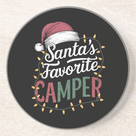 Camping Kerstman's favoriete Camper Gift Zandsteen Onderzetter (Voorkant)