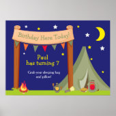 Camping Khaki Green Birthday Poster (Voorkant)