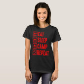 Camping  Kids Men Women Cool Eat Sleep Camp Repeat T-shirt (Voorkant volledig)