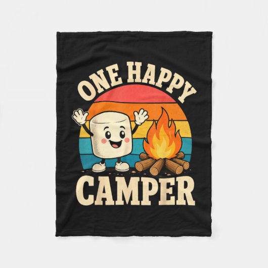 Camping kinderen schattig marshmallow kampvuur fleece deken (Voorkant)
