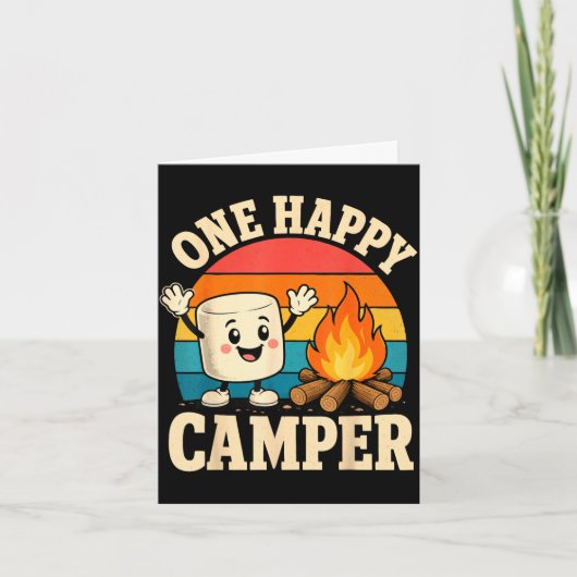 Camping kinderen schattig marshmallow kampvuur kaart (Voorkant)
