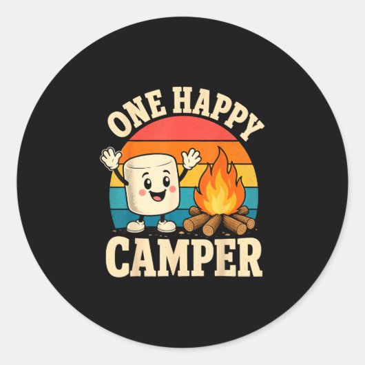 Camping kinderen schattig marshmallow kampvuur  ronde sticker (Voorkant)