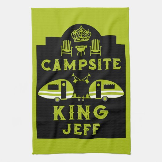 Camping King Cadeaus voor kampeerders Theedoek (Verticaal)
