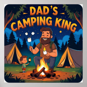 Camping King Dad Digitaal Poster Kunstdruk