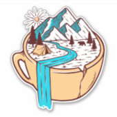 Camping Koffie Wilde Natuur Vinyl Stickers (Voorkant)