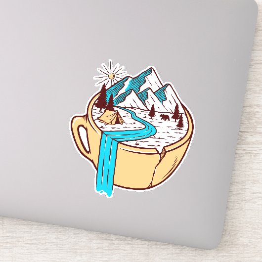 Camping Koffie Wilde Natuur Vinyl Stickers (Detail)