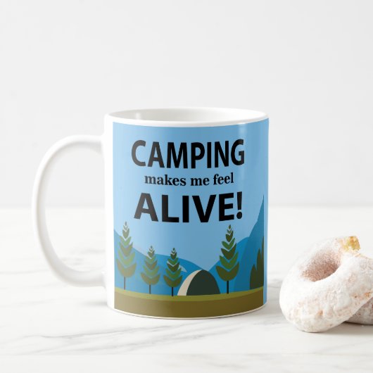 Camping laat me levendig kamperen koffiemok (Met donut)